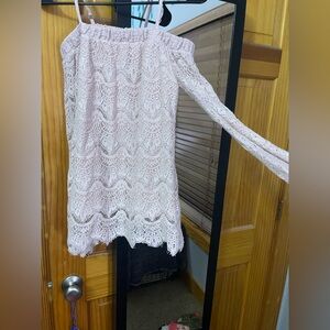 No Boundaries Pink Lace Off-Shoulder Blouse